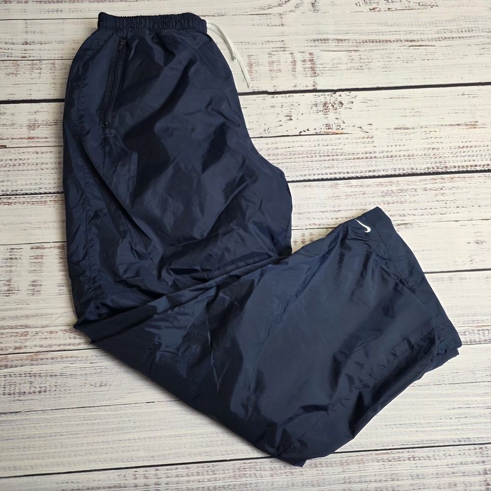 Nike Vintage Y2K Windbreaker Track Pants Lined Gray‎ Tag Womens Large Blue Spot